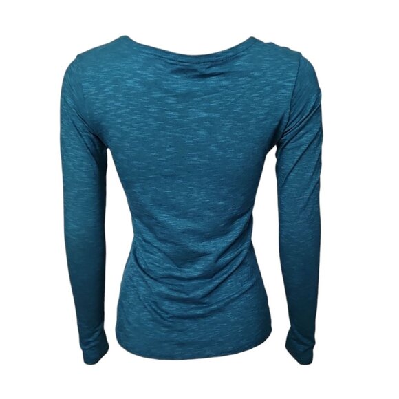 Horny Toad Top Womens Size S Small Solid Teal Blue Long Sleeve Organic Cotton - Picture 3 of 6